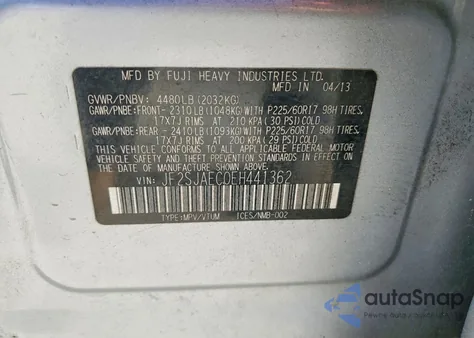 2014 Subaru Forester 2.5I Premium z USA, uszkodzony, nr VIN JF2SJAEC0EH441362